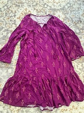 Old Navy Purple Embroidered Boho Tunic Dress